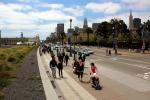 people, crowds, walking along the Embarcadero, sidewalk, buildings, piers, PFSD02_005