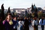 Crowds of People Walking, Saint Charles Bridge, Prague