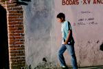 boy, walking, brick, jeans, t-shirt, Morelos, Mexico