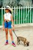 Girl with a Hat, Girl Walking her Dog, El Tule, Oaxaca, Mexico, PFSV05P12_11