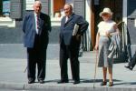 Men, Women, cane, curb, sidewalk, dress, suit and tie, 1960s, PFSV08P03_18C