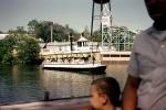 ferry boat, passengers, river, Story Book Forest, May 1964, 1960s, Ligonier Pennsylvania, PFTV03P15_19