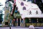 Storybook, Gingerbread Men, Pink Candy, shops, buildings, Santa's Village Amusement Park, Dundee Illinois, June 1962, 1960s