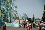 Ferris Wheel, crowds, people, roller coaster, Pacific Ocean Park, 1958, 1950s, PFTV04P05_14