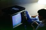 Man Playing Video Games, Atari Game, 1980s, Atari, Playvision, Television Screen, Monitor, PFVV01P01_02