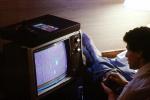 Man Playing Video Games, Atari Game, 1980s, Atari, Playvision, Television, Monitor, PFVV01P06_10
