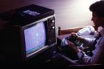 Man Playing Video Games, Atari Game, 1980s, Atari, Playvision, Television Screen, Monitor, PFVV01P06_11