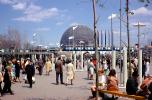 Tram, Poeple, crowds, United States Pavilion, USA, Geodesic Dome, Expo-67, American, Montreal Biosphere, Buckminster Fuller, PFWV01P12_05