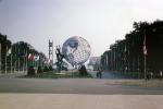 Unisphere, Flushing Meadows, Corona Park, Queens borough, Earth, Globe, New York Worlds Fair, 1964, 1960s, PFWV03P10_18
