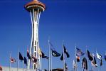 United States Flags, Space Needle, Century 21 Exposition, June 1962, 1960s, PFWV04P04_04