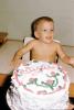 Birthday Cake, boy, shirtless, smiles, 1950s