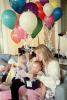 Woman, Balloons, girls, twins, Mother
