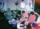 Grandmother, Grandma, Presents, lamp, wrapping, ribbons, books, vase, curtain, 1950s, PHBV03P07_04