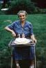 Woman, Cake, Backyard, 75 years old, March 1966, 1960s, PHBV03P07_18