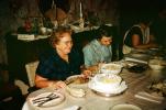 Woman, Smiles, Dinner, Eating, Table, Cake, 1950s, PHBV03P07_19