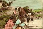 horse, flowers, steps, fantasy scene, RPPC, 1910
