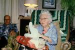 Grandma, Grandmother, Present, Wrapping Paper, Chair, Glasses, January 1986, 1980s