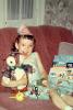 Birthday Girl with Presents, Hat, Sofa, Owl, 1950s, PHBV03P13_01B