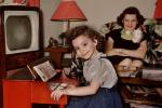 Birthday Girl with her New Piano, Mother, Lamp, Television, 1950s, PHBV04P01_16B