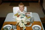 Birthday Boy Smiles, Cake, table, 1960s, PHBV04P03_01