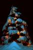 Christmas Tree in the Snow, cold, ice, night, nighttime