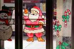 Santa Claus, snowman, candy cane, door, doorway