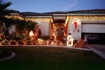 Santa Claus, snowman, garge, Christmas Lights, Home, House, Building, Residence, Residential
