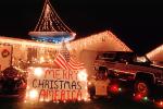 Christmas Lights, decoration, frontyard, house, home, sailboat, gingerbread man, Nipomo