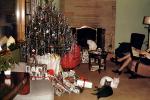 Many Cats, Tinsel Tree, wrapped Presents, fireplace, 1950s, PHCV02P10_06