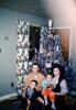 family, tinsel, mother, father, boys, son, Presents, Decorations, Ornaments, Tree, 1940s, PHCV02P10_09