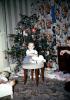 girl, tinsel, wallpaper, Presents, Decorations, Ornaments, Tree, toddler, drapes, 1940s