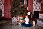girl, boy, cowboy, doll, tinsel, wallpaper, Presents, Decorations, Ornaments, Tree, 1940s, PHCV02P10_12