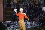 boy, football, player, helmet, toy train, tree, Presents, Decorations, Ornaments, 1950s, PHCV03P05_06