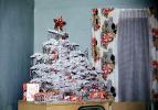 Frosted Tree, Presents, Decorations, Ornaments, curtain, drape, 1940s