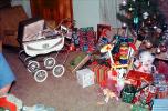 presents, baby carriage, Tree, Decorations, Ornaments, 1960s