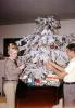 Woman, Man, decorating a Frosted Tree, Tree, Presents, Gifts, Decorations, Ornaments, 1960s, PHCV04P03_03