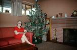 Grandma, Tree, Lights, Fireplace, sofa, couch, mantle, 1960s, PHCV04P03_05