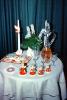 Cookies, decanter, glasses, angels, napkins, Table Setting, Cloth, Candles, 1950s, PHCV04P04_02