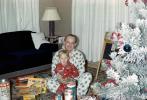 Boy and his Father, Decorated Tree, pajamas, lamp, 1950s, PHCV04P14_12