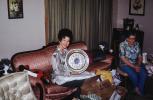 Woman with her new Silver Plate, smile, bouffant hairdoo, gifts, presents, PHCV05P02_12