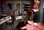Christmas scene, living room, television. table, stocking, decorated tree, 1950s, PHCV05P05_07