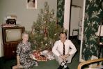 Grandma and Grandpa, Television, decorated tree, 1950s