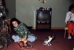Television, Girl, Calico Cat, 1950s