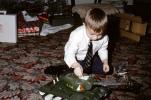 Boy with his new Army Tank, December 1964