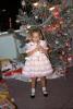 Little Girl stands with her Doll, Decorated Christmas Tree
