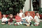 Easter Baskets, Boys, Girls, Lawn, Easter Egg Hunt, April 1967, 1960s, PHEV01P01_13