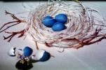 Blue eggs, paper nest, jewelry, twigs, PHEV01P03_12