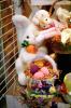 Rabbit, easter eggs in a basket