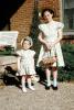Sisters, Girls, Dress, Shoes, Bonnet, Hat, Eggs, Basket, March 1951, 1950s