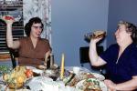 Family Pie Fight, Dinner, Table, Fruit Basket, 1950s